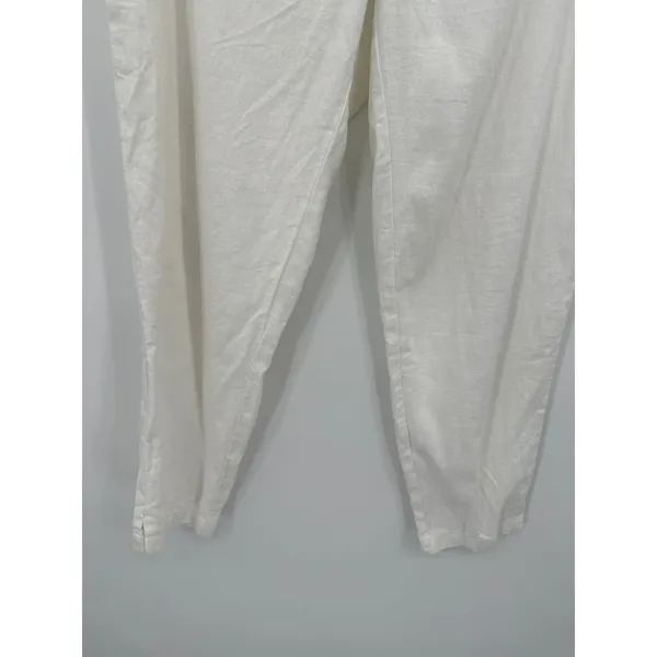 Land N Sea White Linen Blend Tie Casual Pants Women Size M Coastal‎ Lagenlook - Image 3