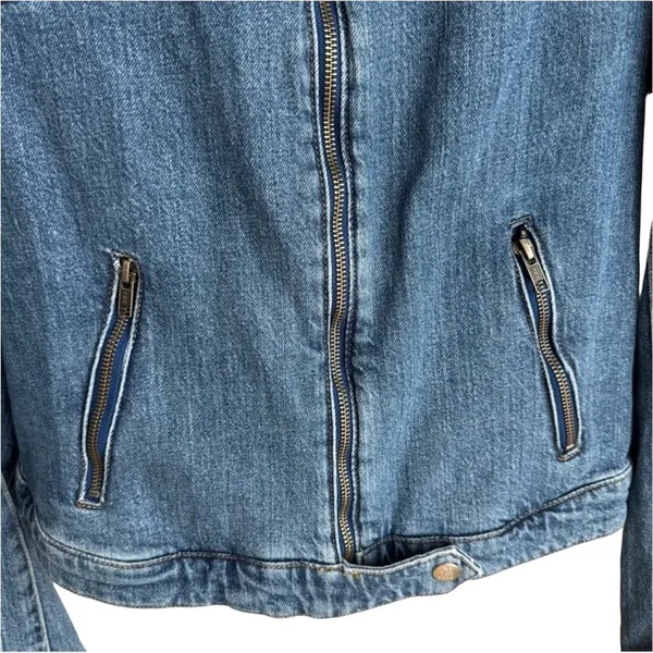 Free People We The Free Fast Lane Motto Denim Jacket Medium - Image 6