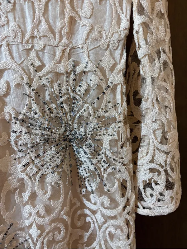 Free People North Star Sequin Lace Mini Dress in Ivory - Image 6