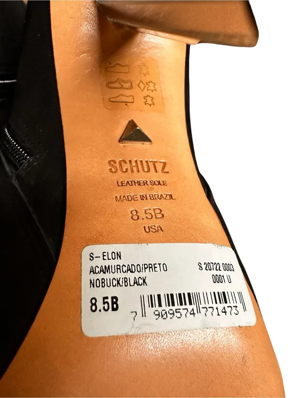 Schutz Elon Mirrored Heel Suede Ankle Booties Black Sz 8.5 - Image 10