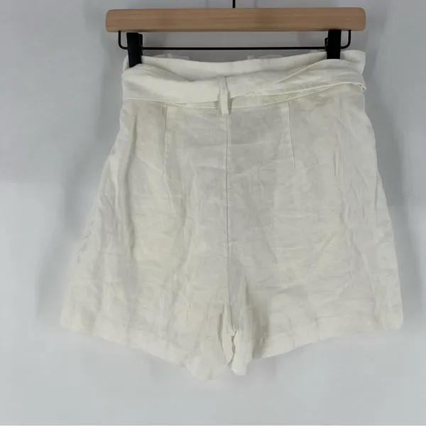 Aritzia Wilfred White Linen Belted Tie Waist Pull On Paperbag‎ Shorts - Image 8