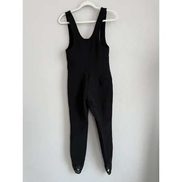 Vintage Obermeyer Skiwear Overalls Women's 6L Black Bibs Stirrups Wool‎ Blend - Image 9