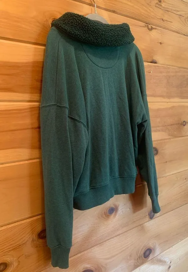 American Eagle Womens M Pullover Long Sleeve Shawl Collar Sweatshirt Green - Image 7