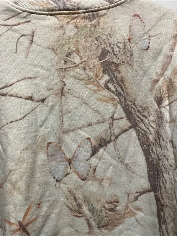 DAIRY BOY Butterfly Camo Crewneck Sweatshirt Woodland Tree Camouflage, Size L - Image 5