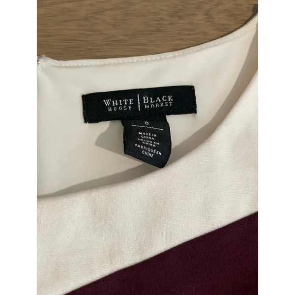 White House Black Market Colorblock Sheath Dress Size 8 Black Gray Maroon - Image 4