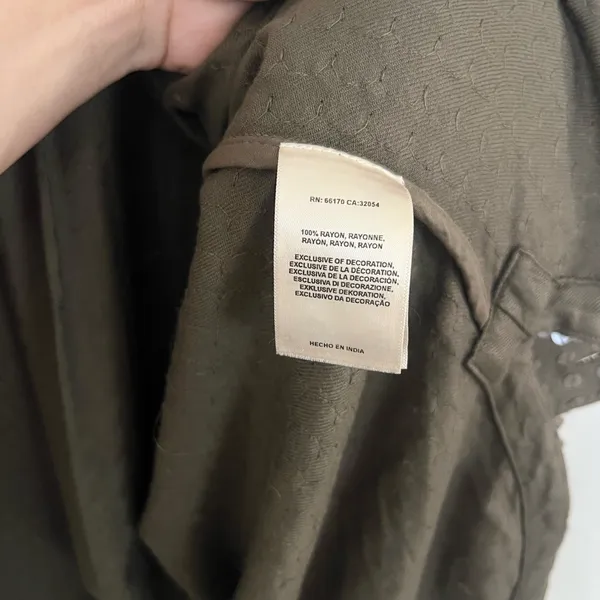 Anthropologie Maeve Olive Green Button Down Sequin Shirt Size XS - Image 8