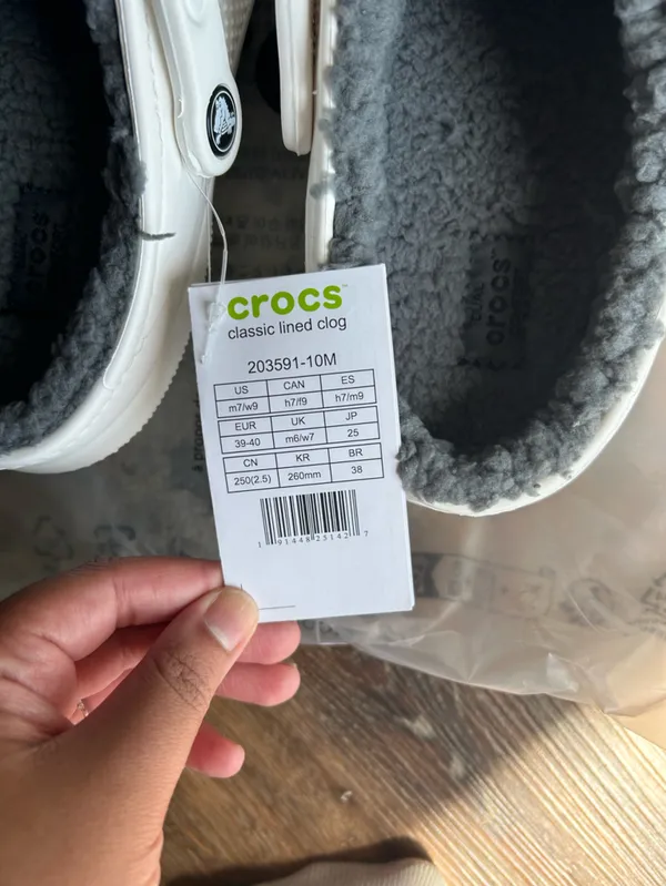 Crocs Classic Lined Clog White/Grey - Image 3
