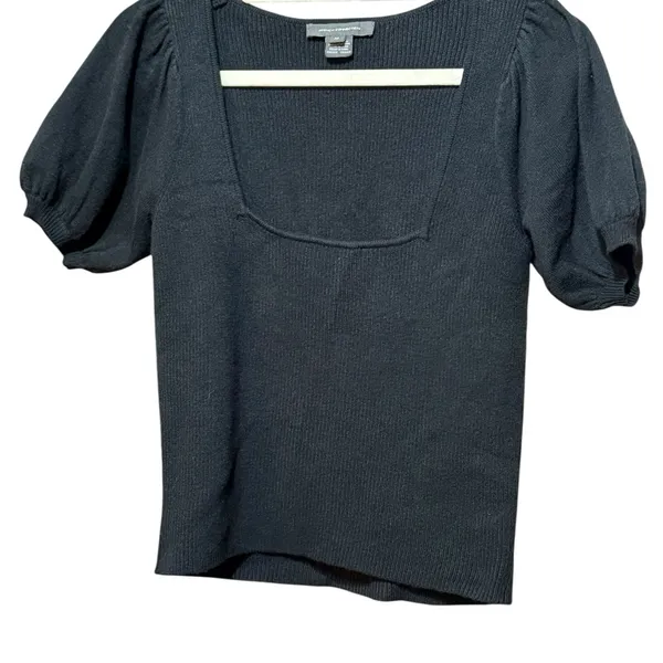 French Connection Women's Jaida‎ Babysoft Square-Neck Sweater Black Sz M - Image 5