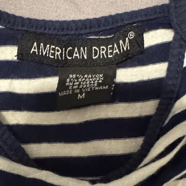 American Dream Striped Navy & White Tank Top (M) - Image 2