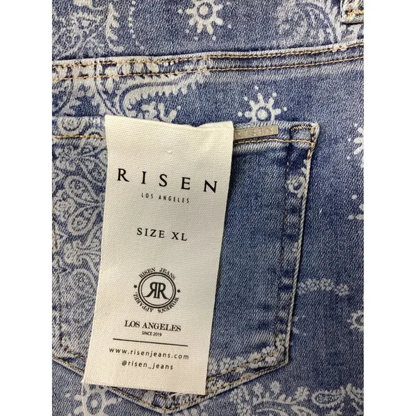 Risen Jeans Paisley HR Short Medium Wash High Rise Frayed Hem XL RDS6602.. - Image 5