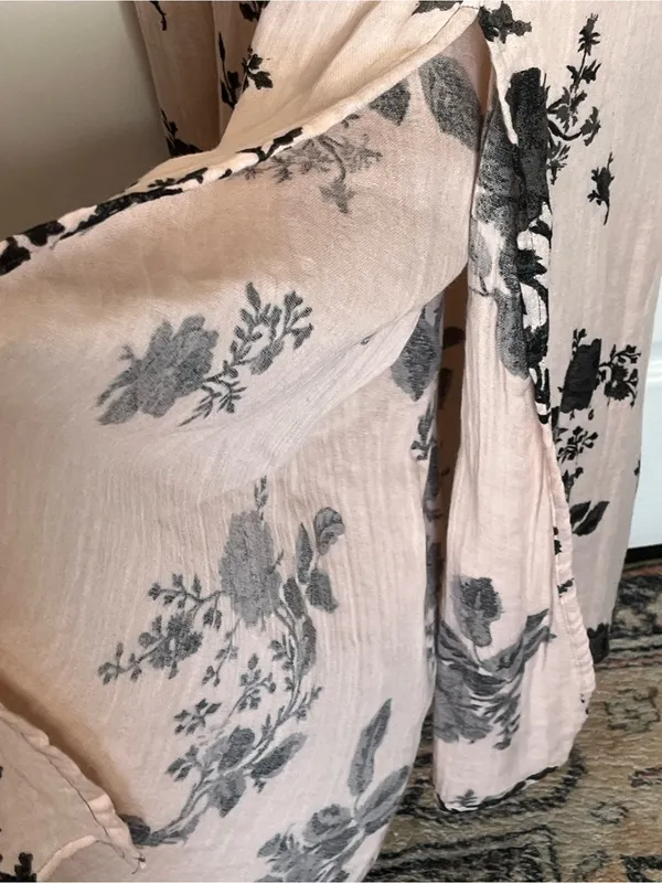Free People Forgot Me Not Peach Combo Floral Open-Back Maxi Dress Boho Sz M - Image 7