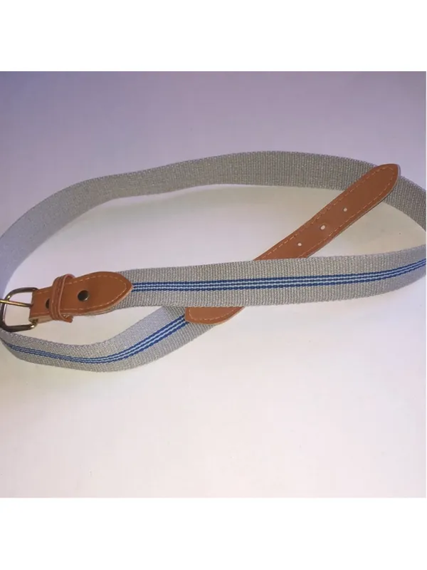 Canvas Stripe Belt with Tan Leather Accents - Image 6