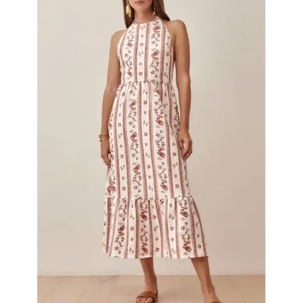Reformation Enna Floral 100% Linen Dress in Vienna Size 6 Boho Coastal Wedding - Image 2
