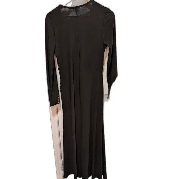 Venus Dress Black Long Sleeve Bodycon Size M With Gold Lace Cutouts - Image 7