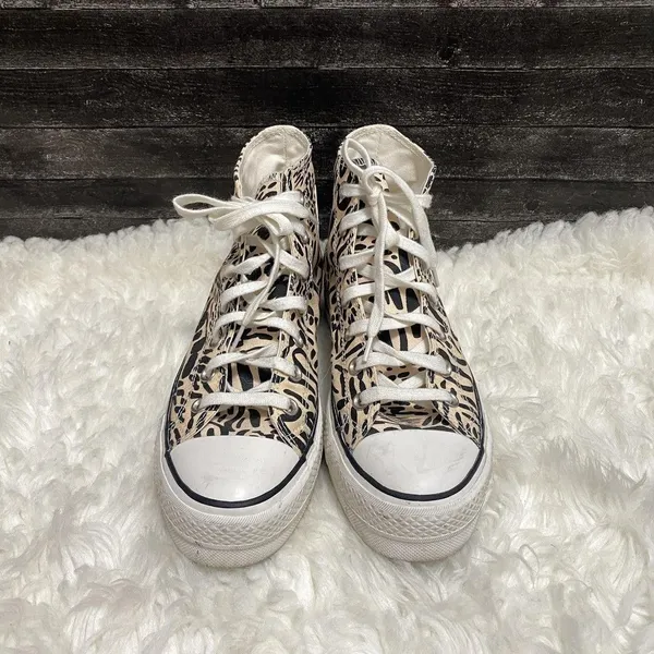 Converse Jungle Art Platform High Top Shoes Neutral Animal Print Y2k Streetcore - Image 3