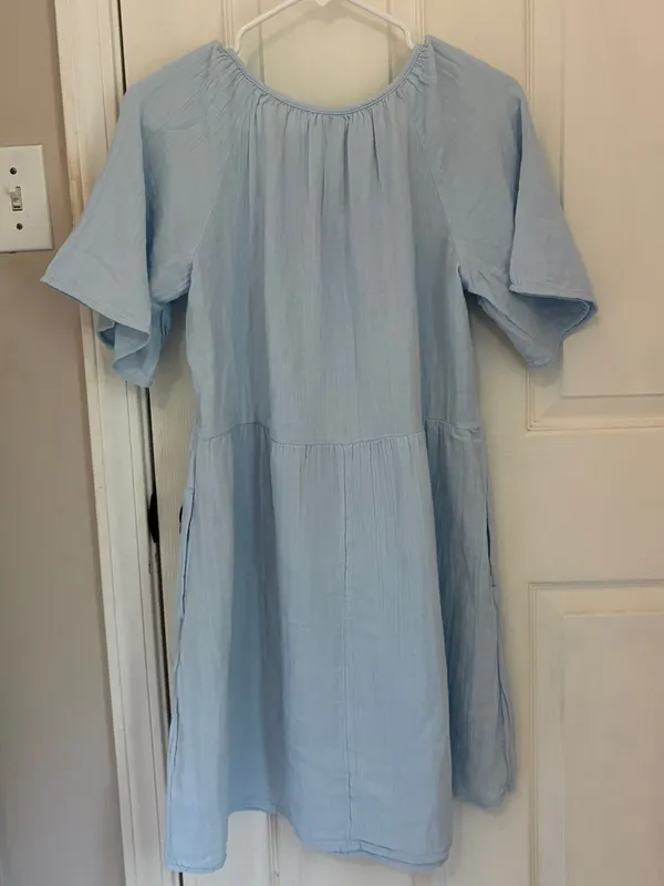 NWT!! Old Navy Crinkle Gauze Flutter-Sleeve Mini Swing Dress in Light Blue - Image 8