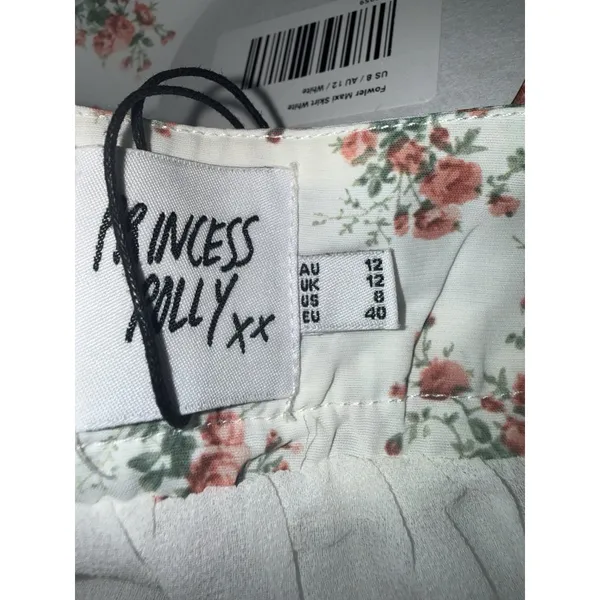 Princess Polly Fowler Maxi Skirt 8 White Floral Tiered Coquette Cottage Boho - Image 6