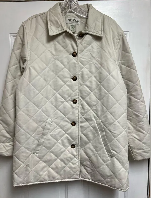 Orvis cream Quilted Jacket sz S - Image 2