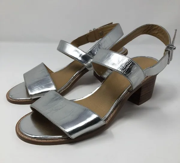 ASOS Silver Metallic Heel Sandals Block Heel Size 5 - Image 3