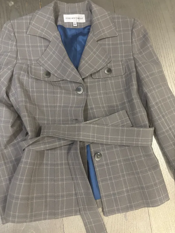 Jones New York Elegant plaid women plaid pantsuit set - Image 8