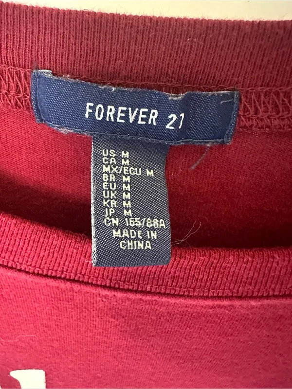 Forever 21 Maroon Cropped 'all good' Graphic Sweatshirt - Image 6