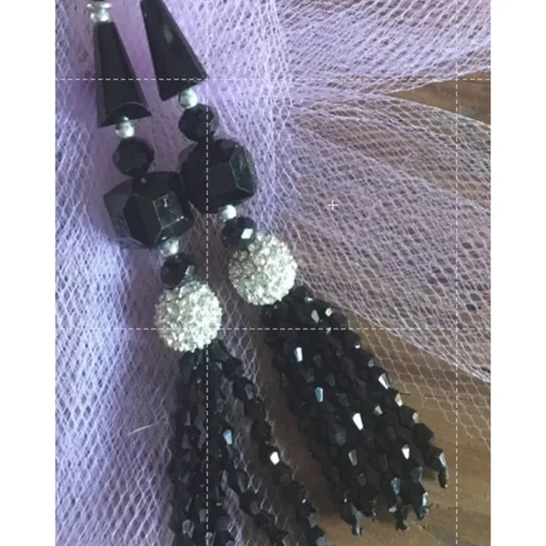 Charming Charlie Black Silver Sparkly Dangle Earrings New Years Eve Holiday - Image 2