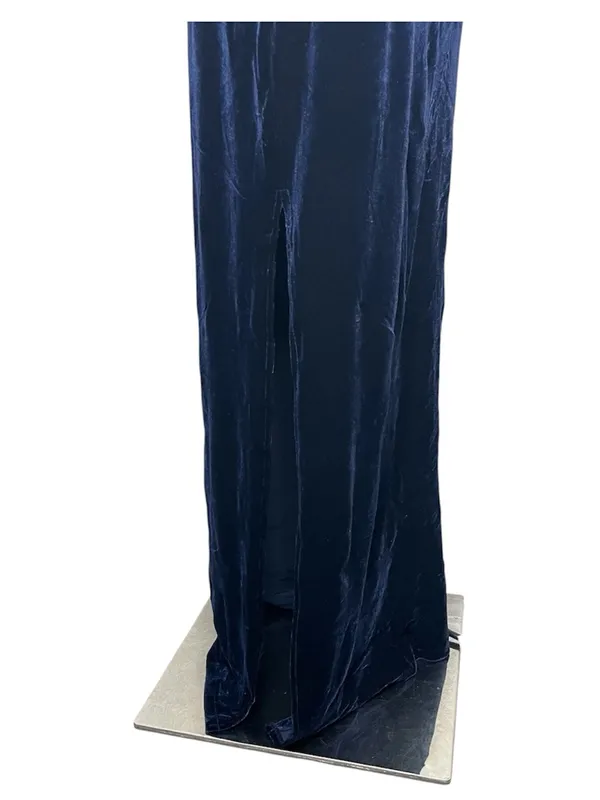 90s Vintage Roberta Navy Blue Velvet Silver Embroidered Evening Gown Whimsigoth - Image 3