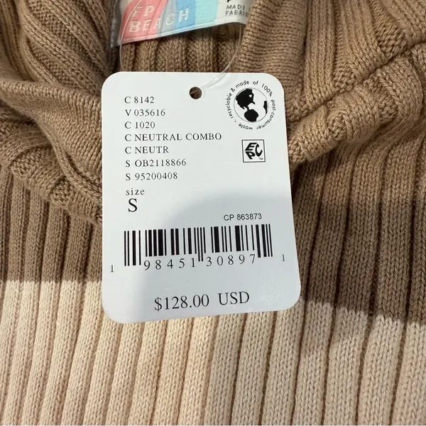 Free People Beach NWT Kami Hooded Sweater Set Womens Small Brown/Cream Oversized - Image 9