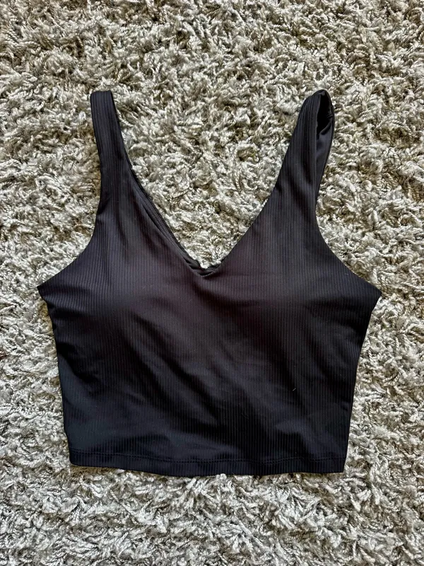 Athleta Transcend V Neck Rib Crop Sports Bra - Image 3