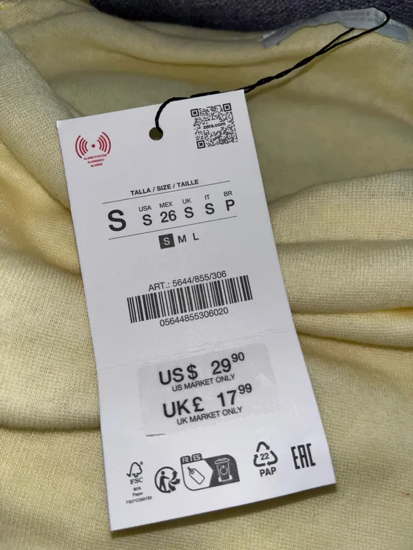ZARA Butter Yellow Off the Shoulder Long sleeve top - Image 3
