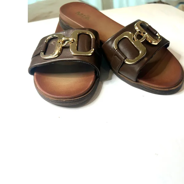 6 MIA Venetia chain slide sandals Brown Brown Slip on Old money - Image 3