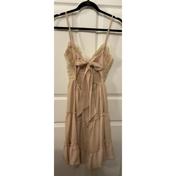 Unbranded Free People Styled Cream Lace Tiered Boho Babydoll Dress Cottagecore,S - Image 7