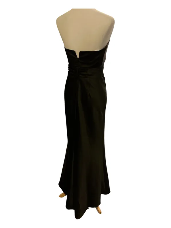 David’s Bridal Black Strapless Satin Evening Gown / Bridesmaid Dress – Size - Image 2