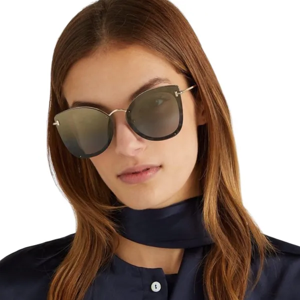 TOM FORD Charlotte Sunglasses Cat-Eye Brown Gold Tortoiseshell Gradient Lenses - Image 3