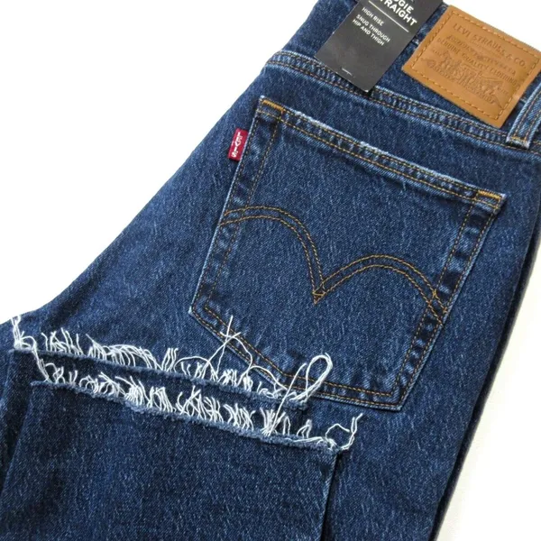 Levi's NWT Wedgie Straight in Salsa Roll Stretch Denim Crop Fray Jeans 27 - Image 6