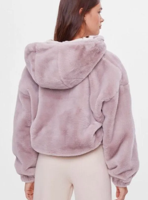 Pink Cropped Fur Coat  - Image 2