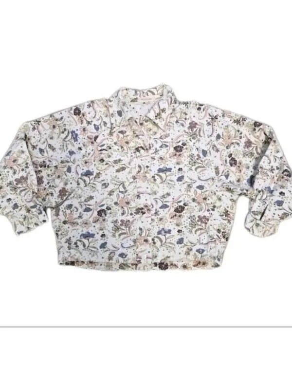 Solitaire Floral Eyelet Button Up Shirt Jacket Medium - Image 2