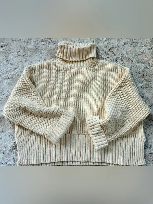 Madewell Turtleneck Sweater Knit - Cream, Medium - Image 3