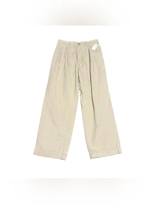 AE77 Premium Pleated Corduroy Pant American Eagle Cream High Waist Wide Leg NWT - Image 2