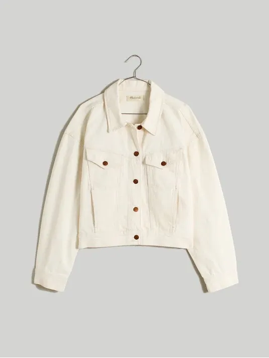 Madewell The Trucker Jean Jacket Size S White Vintage Canvas - Image 10