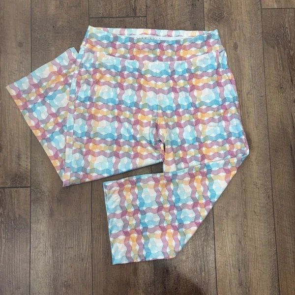 NIKE GOLF Multicolor Swirly Print Pull on Stretch Golf Pants Capri FitDry Large - Image 2