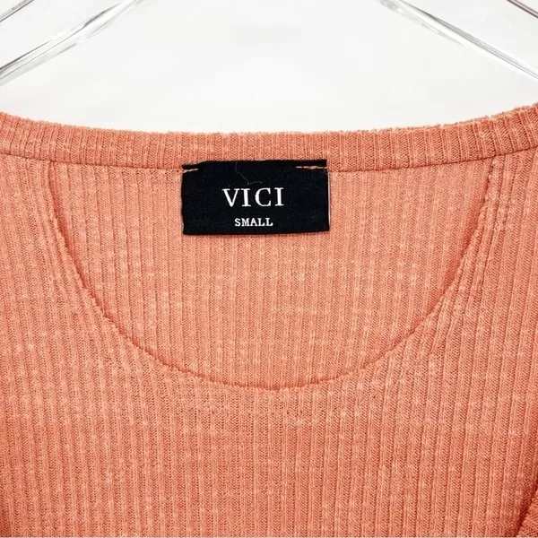 VICI Long Sleeve Henley Top Women's Size S Rust Boho‎ - Image 5