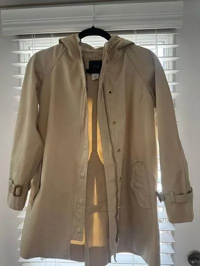 Vintage 90s Khaki Snap-Buttoned Hooded Utility Trench Coat - 2P - Image 7