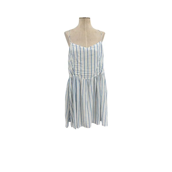 Aerie Love Of Linen Stripe Mini Dress Smocked Back Blue White NWT‎ XL - Image 3