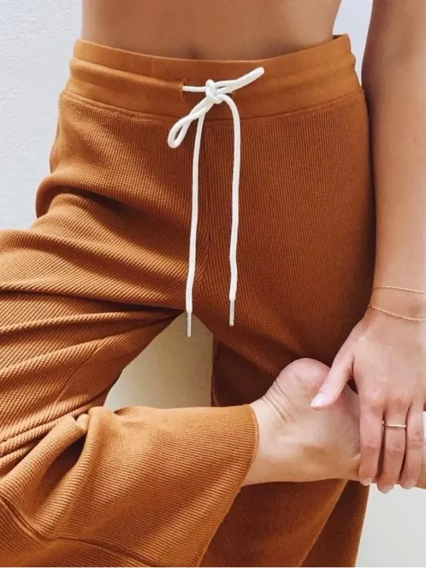 Mate the Label Wide Leg Waffle Pants in Sedona Size Medium - Image 2