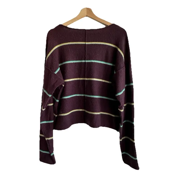 Free People Make You Mine Sweater Sz M Striped Crop 90’s Oversized - Image 3