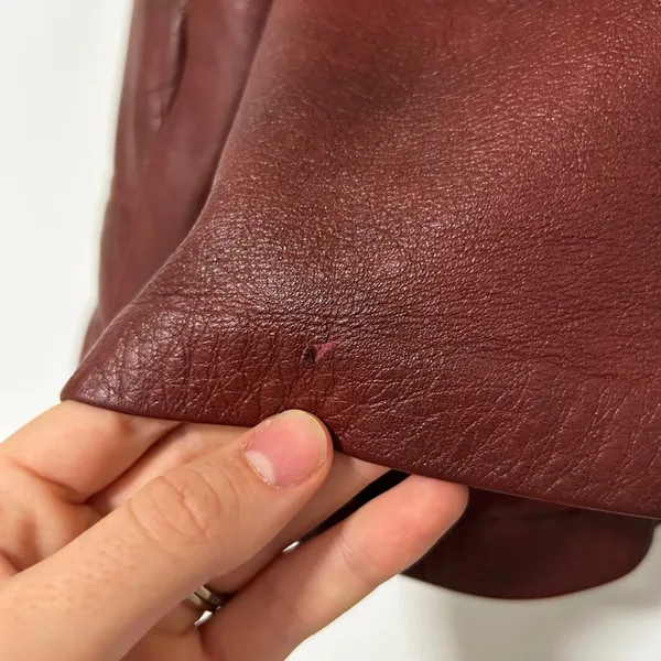 Womens Genuine Leather Belted Blazer Jacket Burgundy Size‎ Small - Image 7
