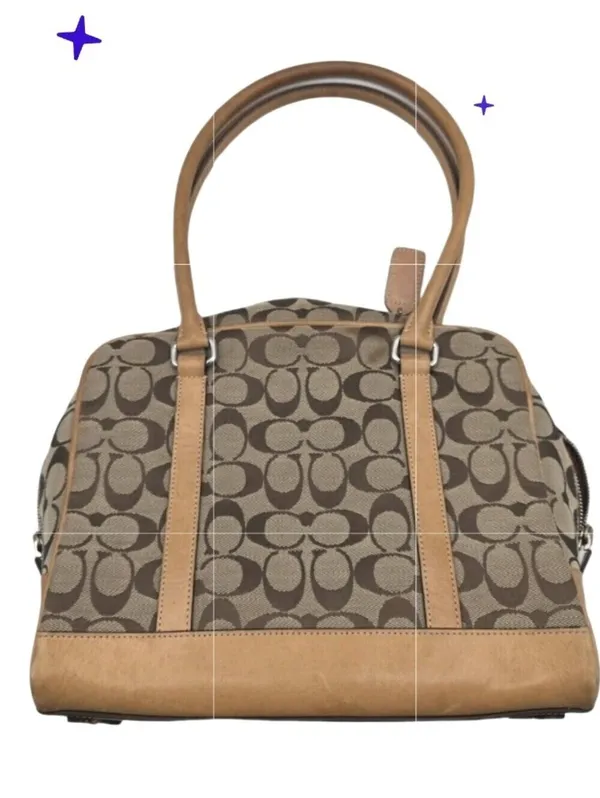 Authentic Coach Signature Tan Canvas Purse Handbag 6097 Mob Wife Vintage Tote - Image 6