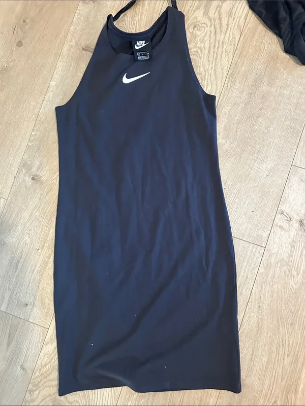 NIKE SPORTSWEAR Two-layer Black Indio Ruched Seam Dress, size Small, NWT - Image 9
