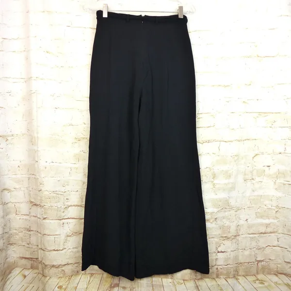 Reformation Pants Womens 8 Black Wide Leg High Rise Tie Belt Flowy Lined Boho - Image 2
